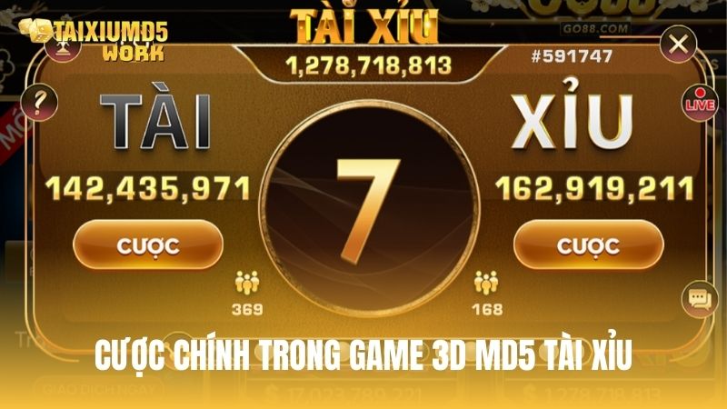 Hình thức đặt cược chính trong game 3D MD5 Tài Xỉu
