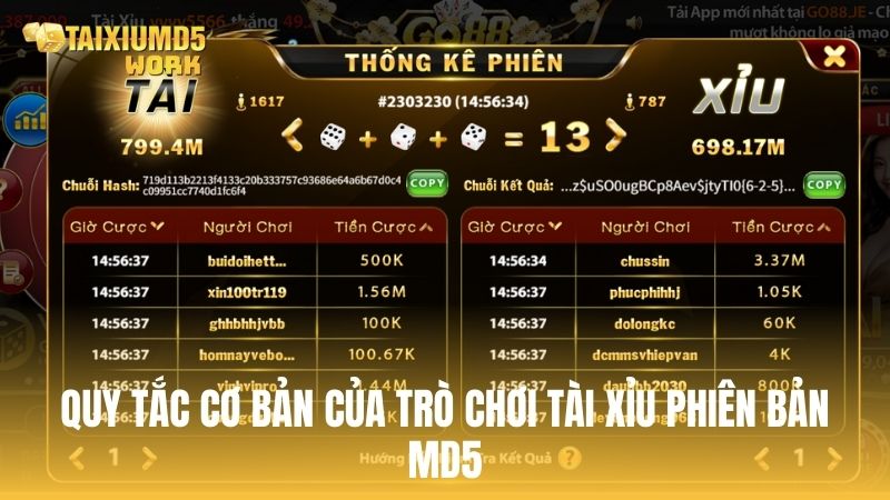 Quy tắc cơ bản của trò chơi Tài Xỉu phiên bản MD5