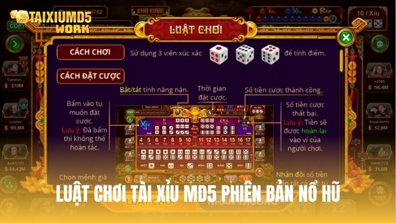 Luật chơi Tài Xỉu MD5 phiên bản Nổ Hũ