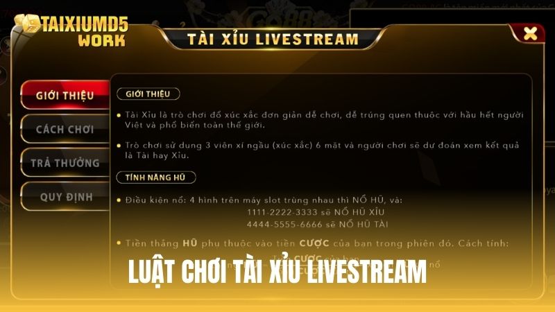 Luật chơi tài xỉu Live