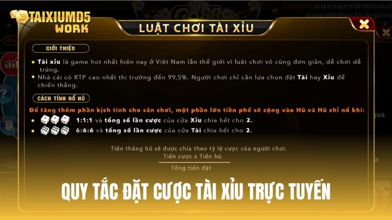 Quy tắc đặt cược trong Tài Xỉu trực tuyến